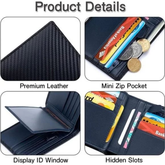 New Mens Wallet Bifold Leather Black - Picture 5 of 7